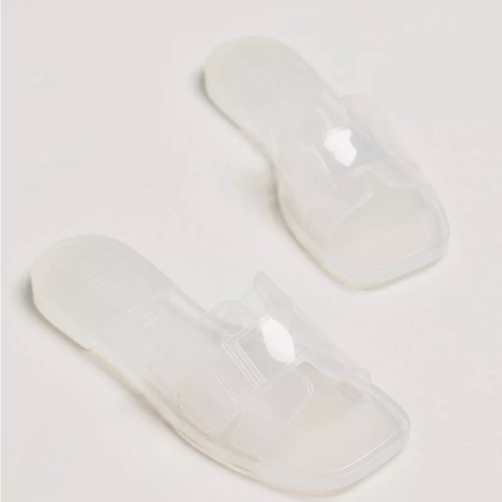 Bibi Lou Clear Jelly Slide Sandals White Clear size 8.5 39 brand new in box